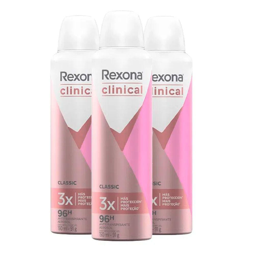 Desodorante Rexona Aerosol Men Clinical Clean 150ml - Kit com 4 Unidades