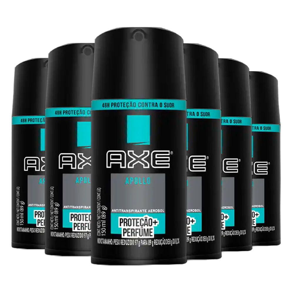 Kit Desodorante Antitranspirante Aerosol Axe Apollo 90g - 6 Unidades
