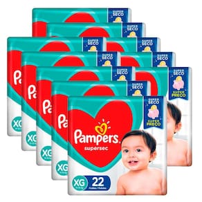 Kit 10 Fraldas Pampers Supersec Pacotão XG - 220 Tiras