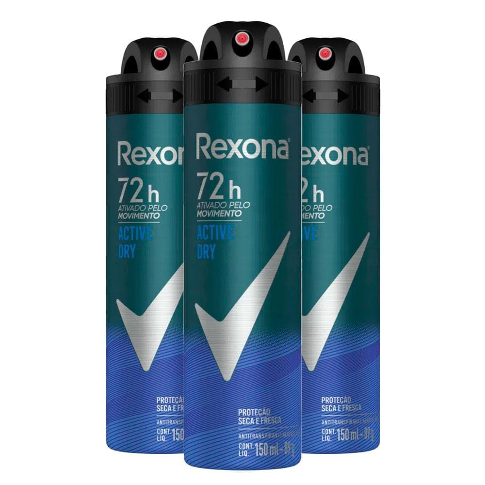 Kit 5 Unidades Desodorante Aerosol Rexona Men Active Dry 150ml