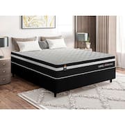 Conjunto Cama Box c/ Molas Ensacadas Durham Preto Casal 138x188x60