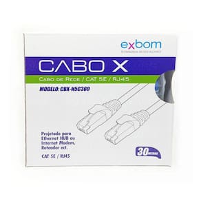 Cabo De Rede Patch Cord De 30 Metros Cat-5E Azul Lan Montado