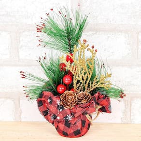 Enfeite Natalino De Mesa Árvore Decoração Natalina Xadrez