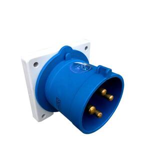 Plugue Fixo de Embutir Industrial - 220V Azul 2P+T de 6H - 220Vca - 16A Azul