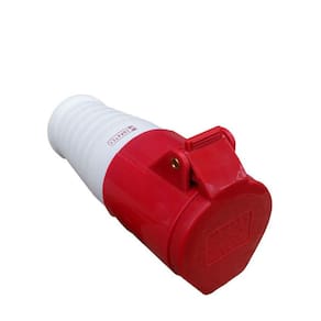 Tomada Industrial Pendente ou Acoplamento - 380V - Vermelho 3P+N+T de 6H - 380Vca - 32A Vermelho