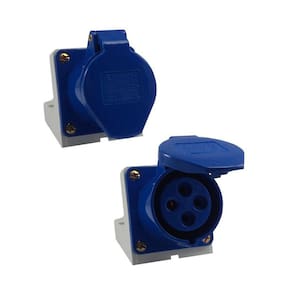 Tomada Industrial de Sobrepor / Parede - 220V - Azul 3P+T de 9H - 220Vca - 32A Azul