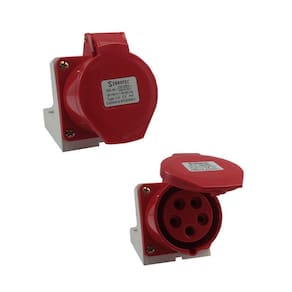 Tomada Industrial de Sobrepor / Parede - 380V - Vermelho 3P+N+T de 6H - 380Vca - 16A Vermelho