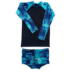 Conjunto de praia menino proteção UV azul marinho manga raglan