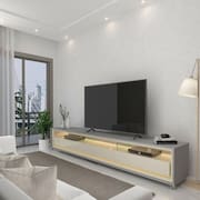 Rack para TV até 75 Polegadas com LED com Rodízios Requinte 212cm Gelius Móveis Cinza/Off White