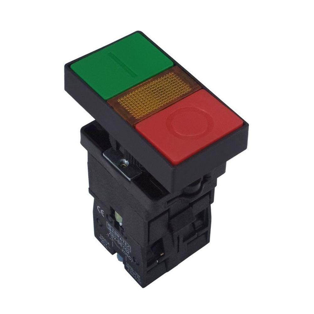 Botão Duplo Liga/Desliga Iluminado Quadrado XB2-EW8375 220Vca - com 1NA+1NF