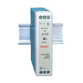 Fonte Chaveada para Trilho Din - Entrada 110/220Vca e Saída 24Vcc Modelo DR Fonte de 20W - 0,8A. Saída 24Vcc