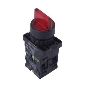 Chave Seletora Iluminada Plástica Modelo XB2 EK3465 3 Posições Vermelho 24Vcc/Vca - com 2NF