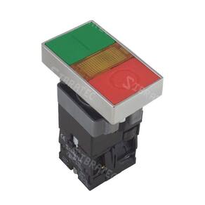 Botão Duplo Liga/Desliga Iluminado Retangular Metálico BW8365 220V - com 1NA+1NF