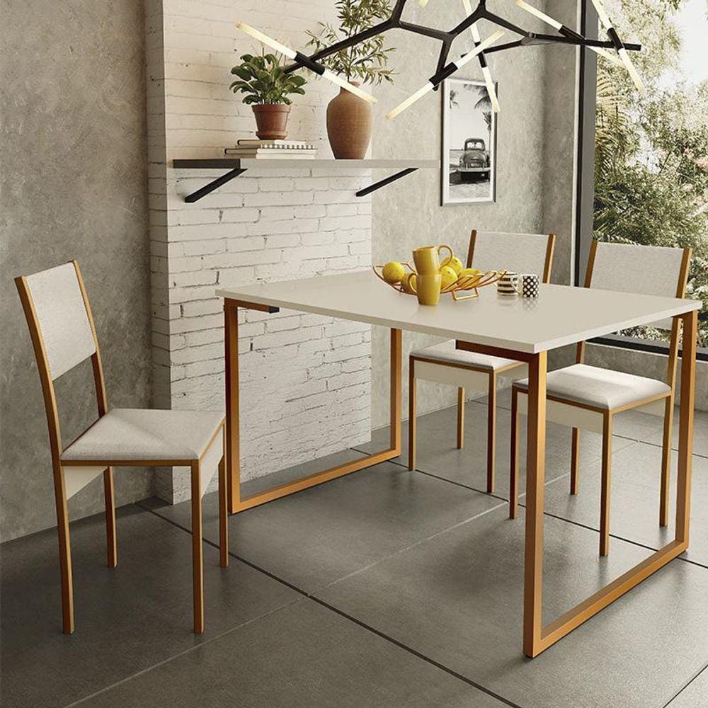 Mesa de Jantar e Cadeiras Steel Estilo Industrial Pés em Aço