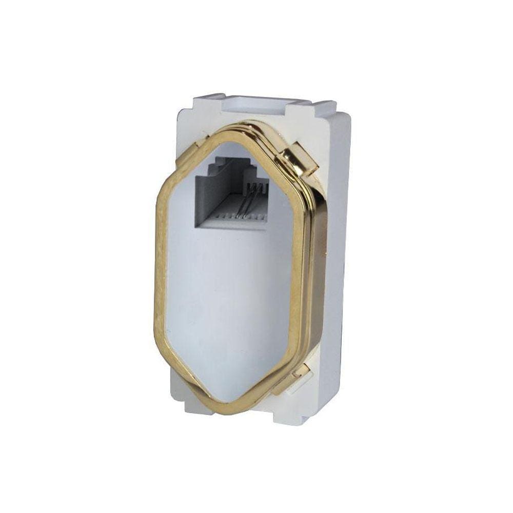 Módulo Rj11 Telefone - Dicompel Novara Branco Gold