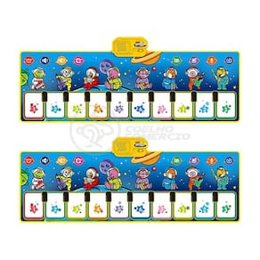 KIT 2 UN-Tapete Musical Piano Music Mat p/ Crianças Bebês Touch 10 Notas Musicais Infantil 110x36cm