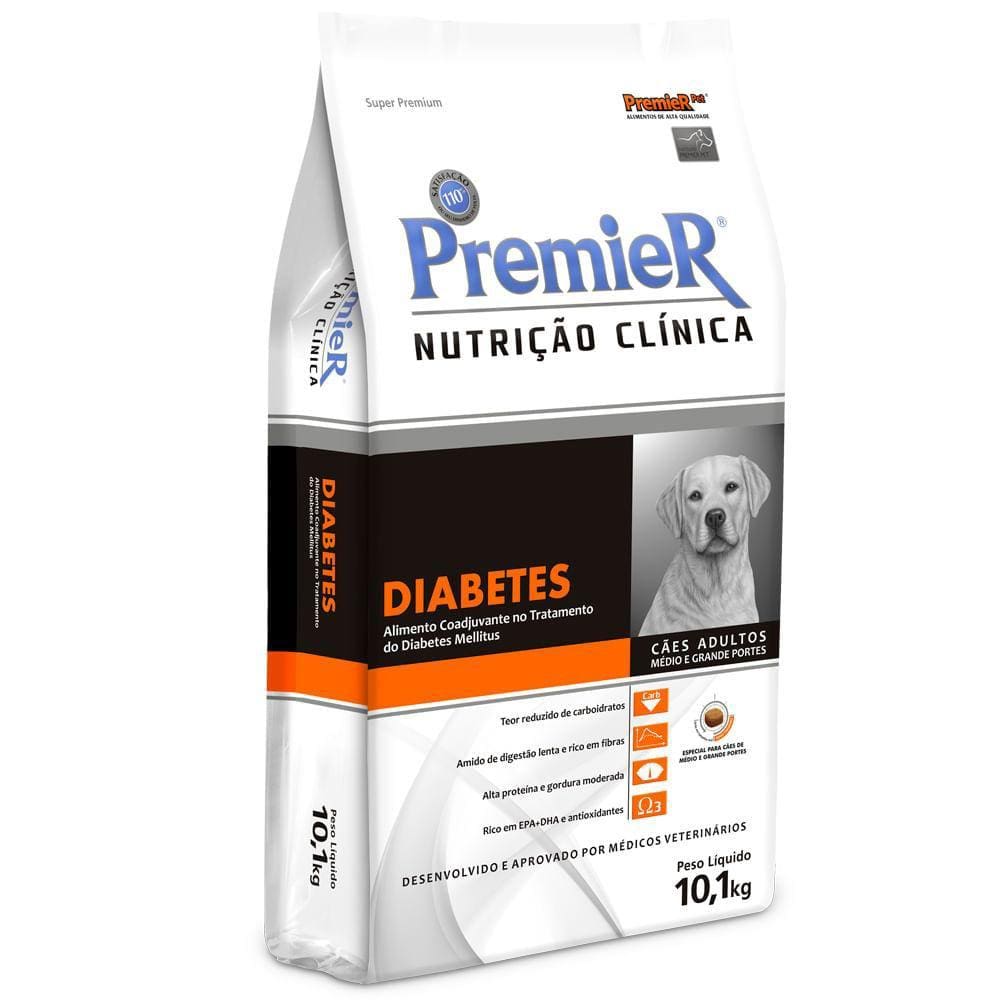 Ração Premier para Cães Adulto Médio e Grande Nutrição Clínica Diabete 10,1kg