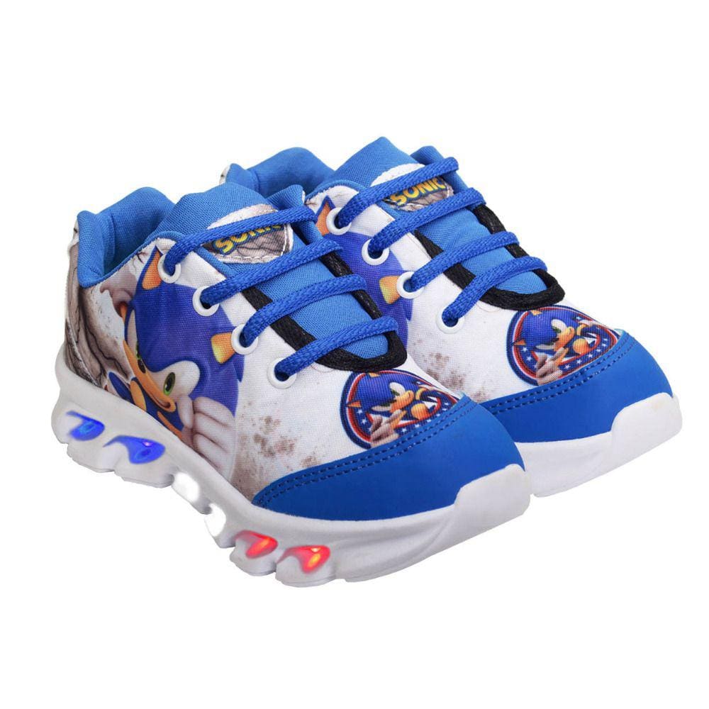 Tenis Masculino De Led Sonic Personagem Luzinha + Chinelo Cor