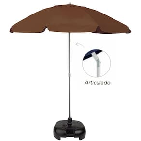 Kit Guarda Sol 2,4m Bagum Alumínio Articulável Praia Jardim Piscina Marrom Base Plástica Preta - Belfix