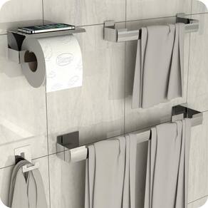 Kit Acessórios Para Banheiro Inox Ventosa Adesivo 4pçs ELG