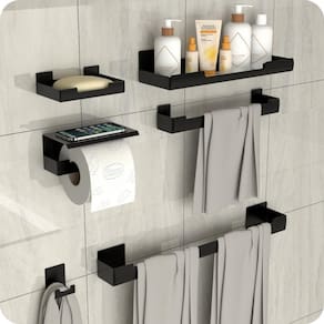 Kit Acessórios Para Banheiro Preto Ventosa Adesivo 6pçs ELG