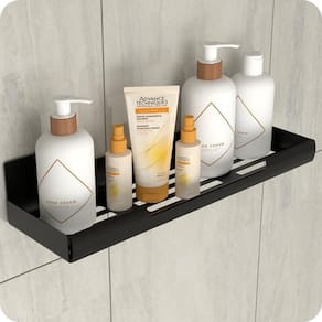 Porta Shampoo Adesivo Ventosa Sem Furar Parede Preto ELG