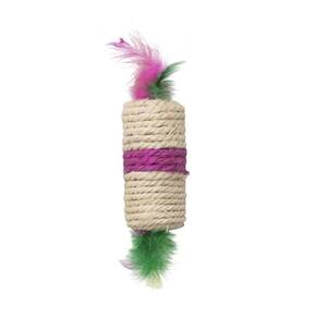 Brinquedo para Gatos Cilindro de Sizal com Penas e Catnip