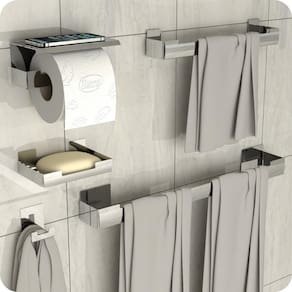 Kit Acessórios Para Banheiro Inox Ventosa Adesivo 5pçs ELG