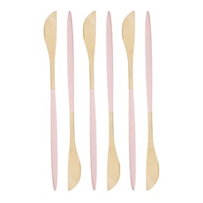 Conjunto 6 Facas de Mesa Aço Inox Ópera Champanhe Rosa Lyor