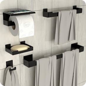 Kit Acessórios Para Banheiro Preto Ventosa Adesivo 5pçs ELG