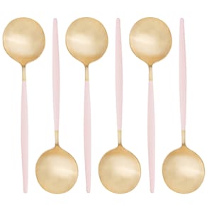 Conjunto 6 Colheres de Mesa Aço Inox Ópera Champanhe Rosa Lyor