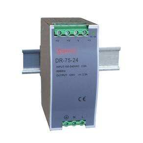 Fonte Chaveada para Trilho Din - Entrada 110/220Vca e Saída 24Vcc Modelo DR Fonte de 75W - 3,2A. Saída 24Vcc