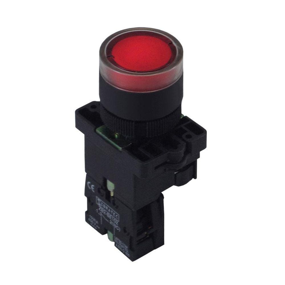 Botão de Impulso Iluminado Plástico EW3461 220Vca Vermelho - com 1NF