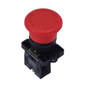 Botão de Emergência Modelo Plástico ES-542 Vermelho - Trava (Gira p/ Destravar) - 1NF