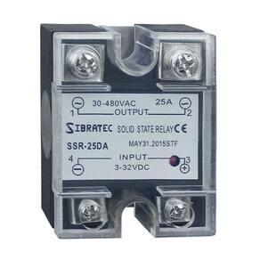 Relé de Estado Sólido Monofásico SSR- Controle de 3~32Vcc - Tensão de 30~480Vca SSR-25Da - 25A.