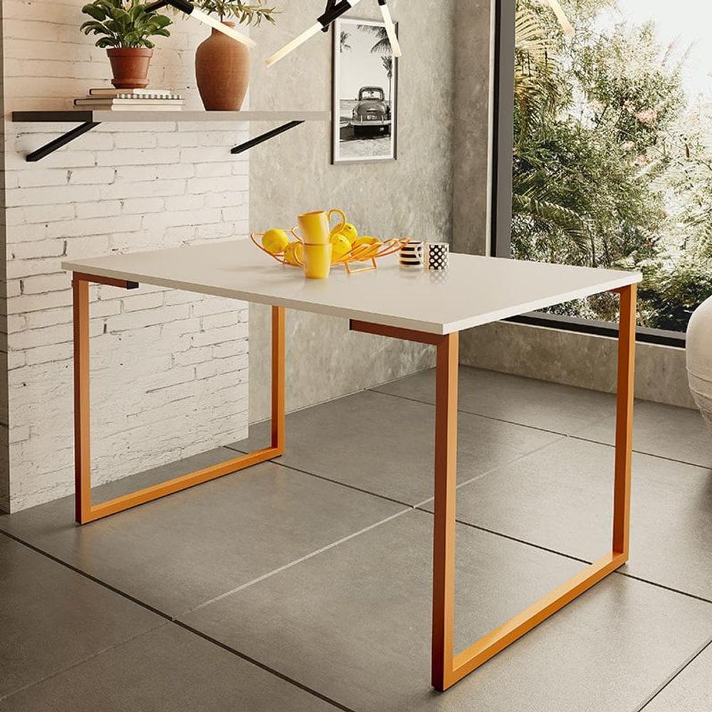 Mesa de Jantar Steel Estilo Industrial Pés de Aço 120x80cm