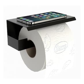 Suporte Papel Higiênico Adesivo Colar Na Parede Preto Elg
