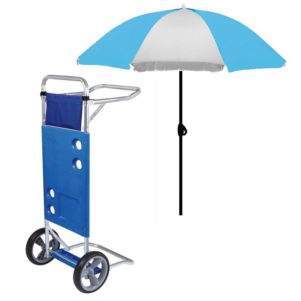 kit Carrinho De Praia Vira Mesa + Guarda Sol 1,8 m - Mor