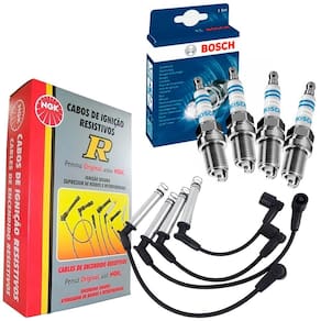 Kit Cabo Ngk + Vela Bosch Chevrolet Agile 1.4 2010 A 2014