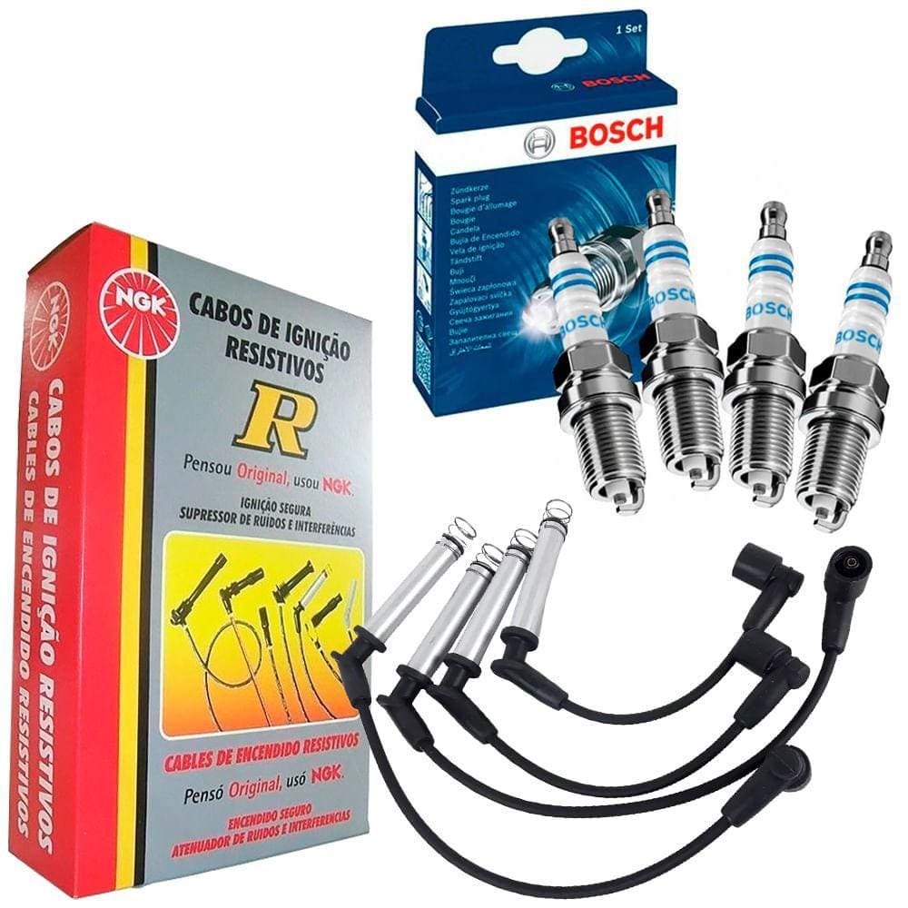 Kit Cabo Ngk + Vela Bosch Fiat Punto 1.8 8v 2008 A 2010