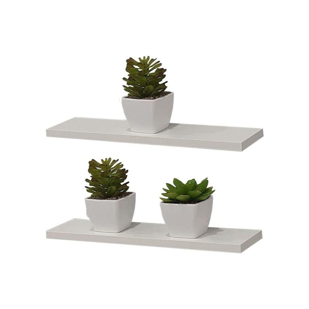 Kit 2 Prateleira Branca MDF 40 x 15cm Suporte Invisível