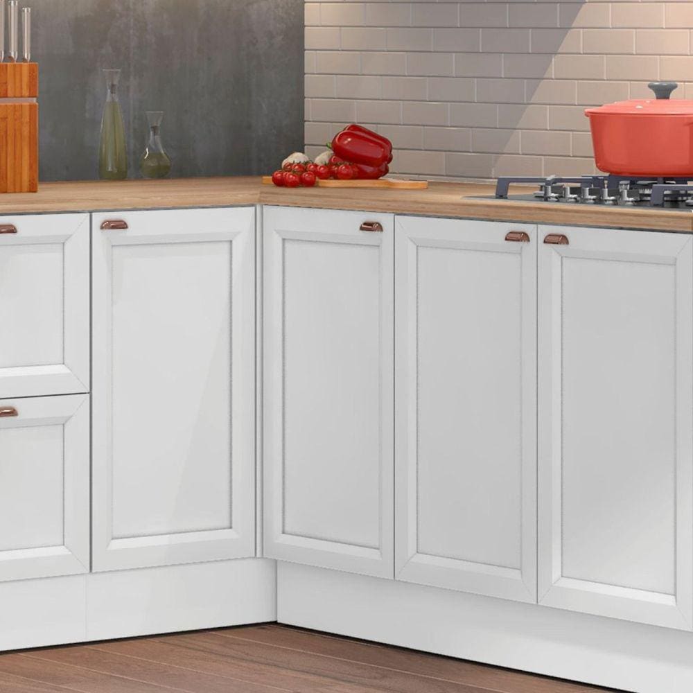 Balcão de Cozinha 41cm 1 Porta com Tampo Unna Poliman Móveis Branco