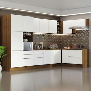 Armário De Cozinha Completa De Canto 546cm Rustic branco