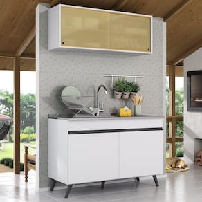Armário De Compacta 2 Peças Multimóveis Branco/preto