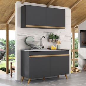 Armário De Compacta 2 Peças Multimóveis Preto