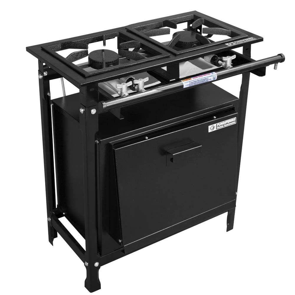 Fogão 2 Bocas Jcn Gourmet Industrial Baixa Pressão C/ Forno Preto