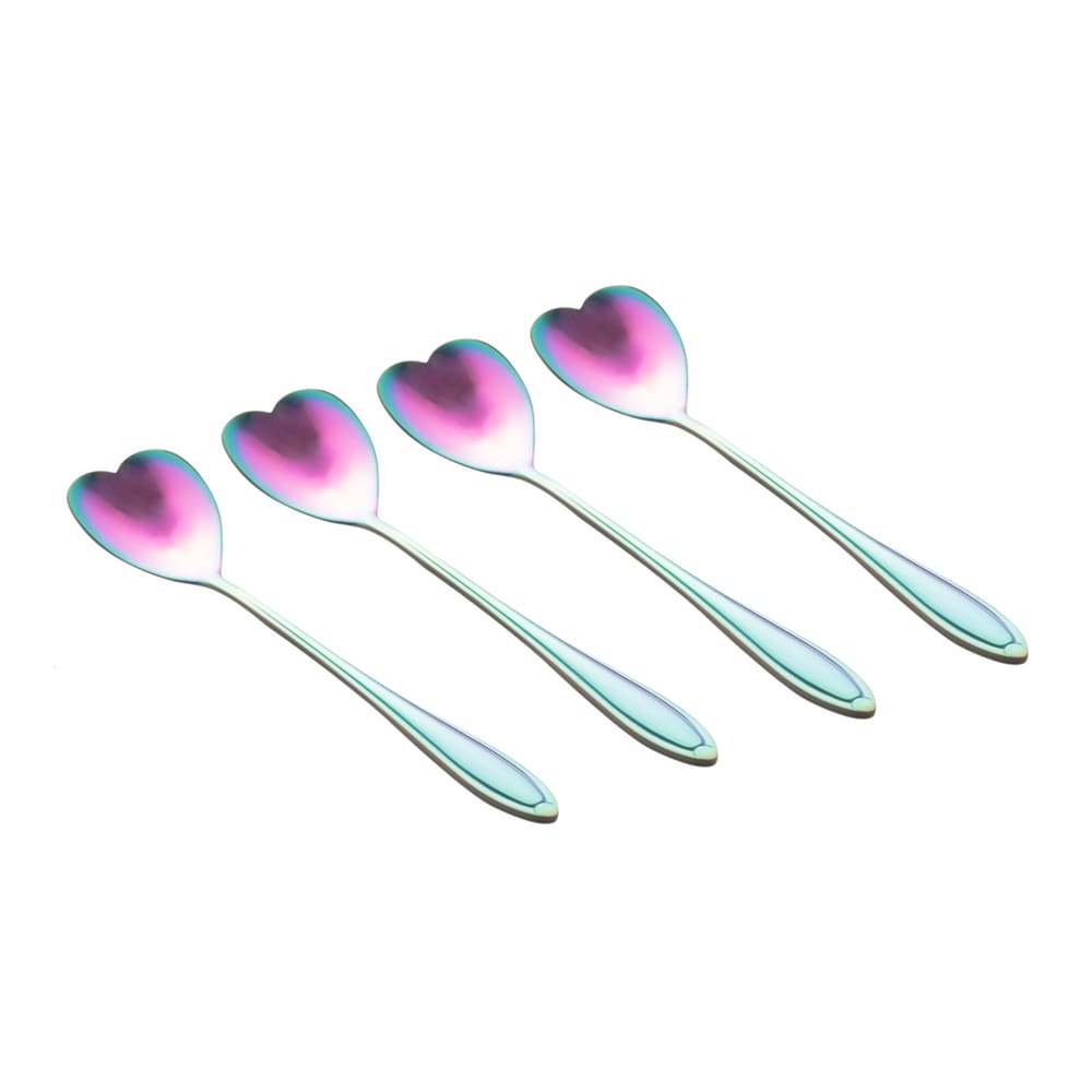 Cj 4 Colheres Aço Inox Para Chá Heart Rainbow Bon Gourmet