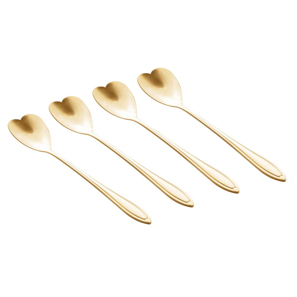 Cj 4 Colheres Aço Inox Para Chá Heart Dourado Bon Gourmet