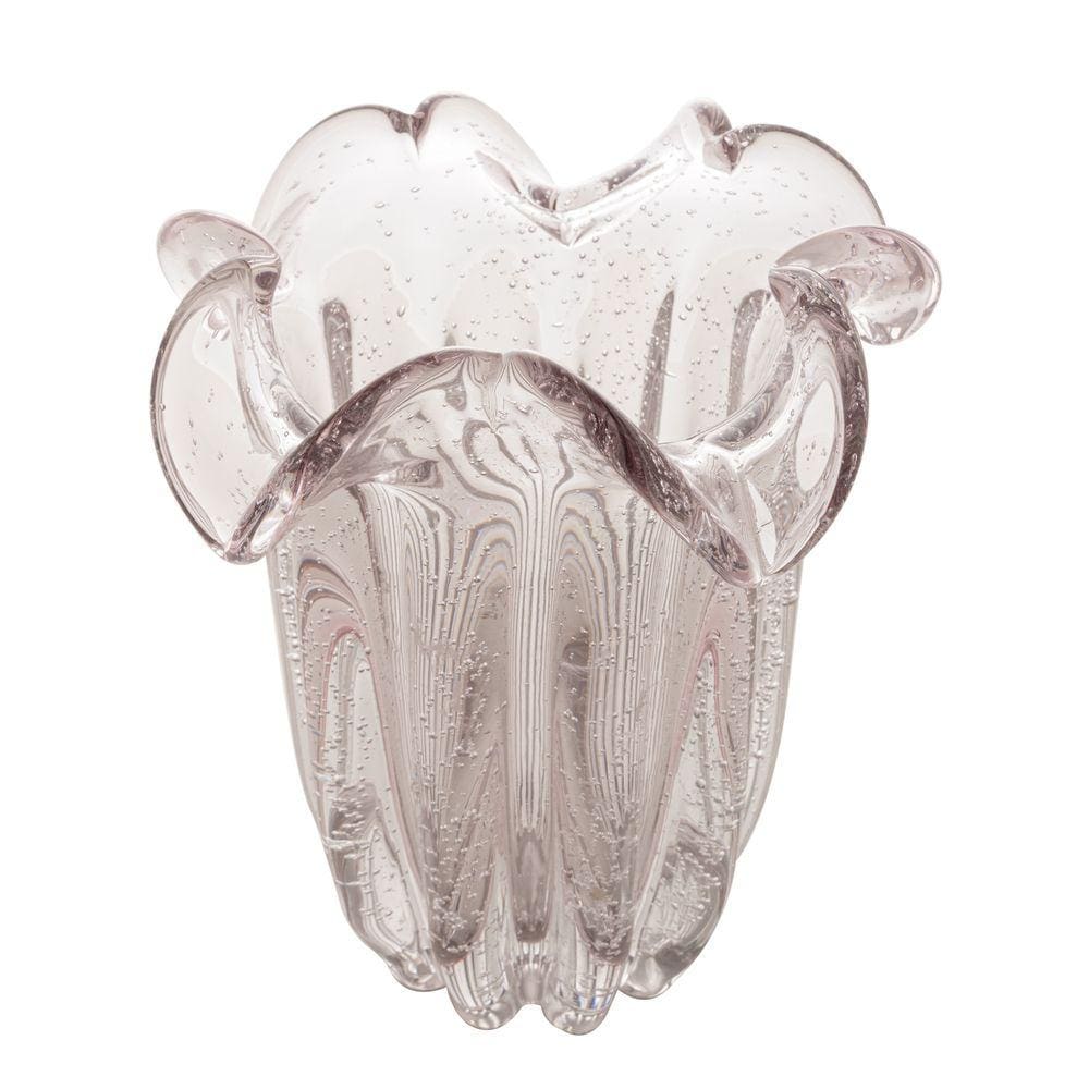 Vaso de Vidro Murano Flat Italy Rosa Claro  21x18cm Lyor