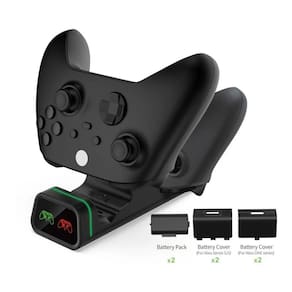 Carregador Duplo C/ Led Compatível Com Xbox Series Xbox One Kit C/ 2 Baterias + 4 Tampas